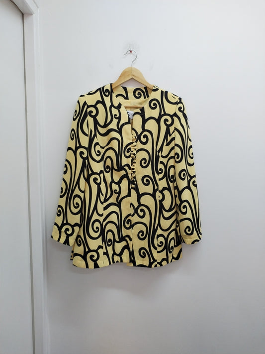 Veste Ysia jaune pâle à motifs noirs Taille 38