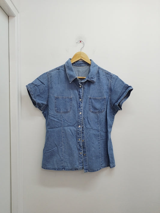 Chemise manches courtes en jeans bleue Taille 44