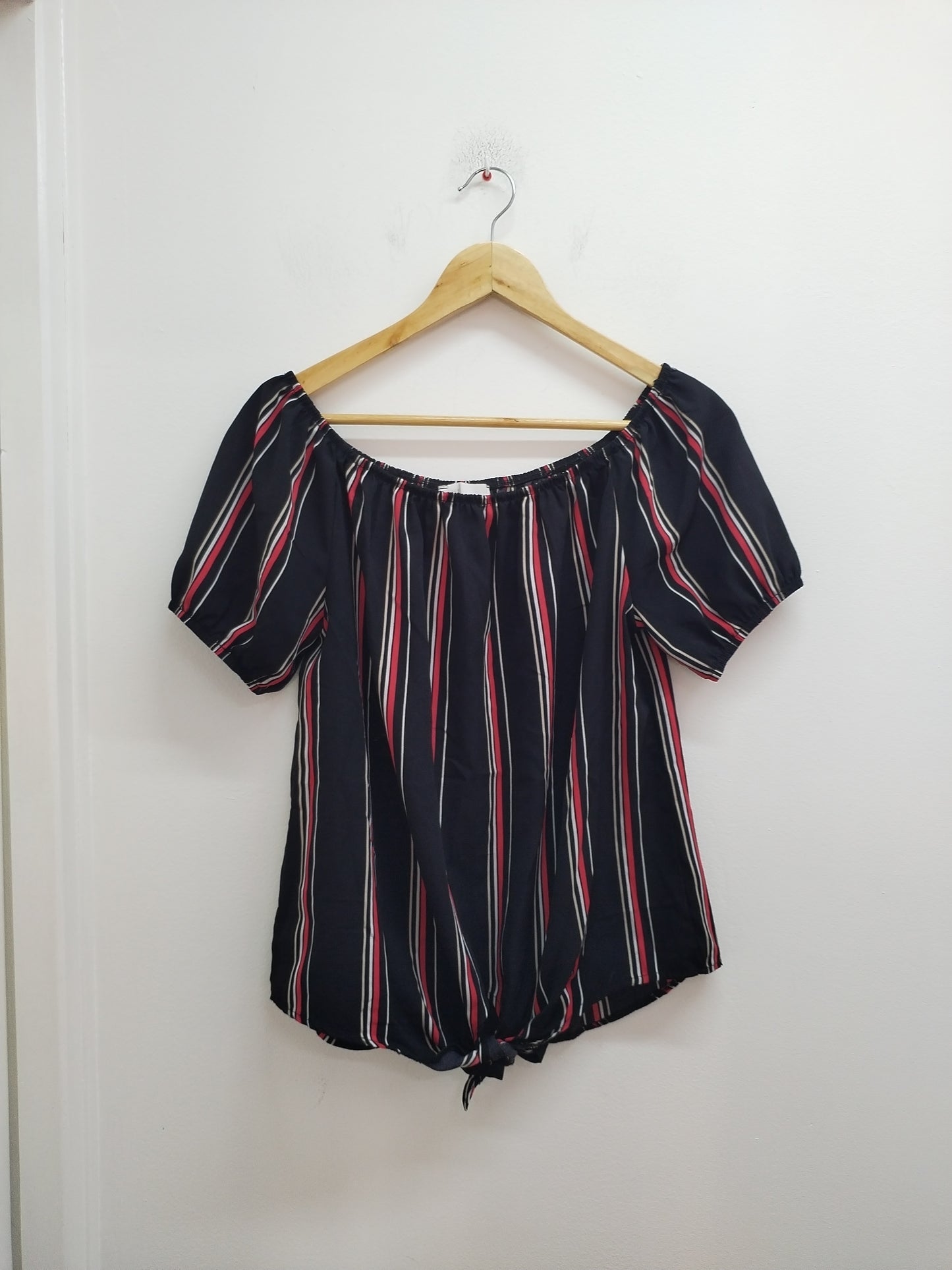 Tunique manches courtes Miss Glammy noire rayée rouge et blanc Taille 38