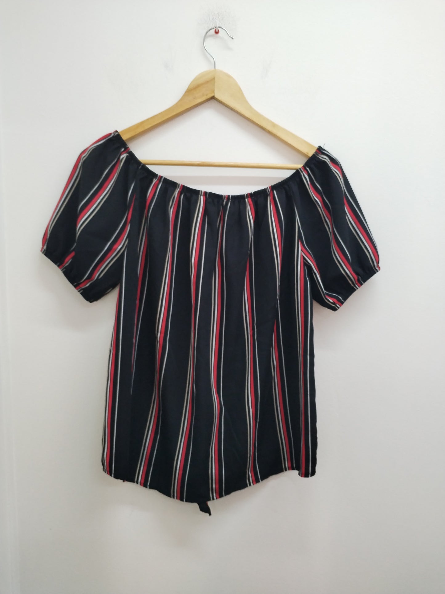 Tunique manches courtes Miss Glammy noire rayée rouge et blanc Taille 38