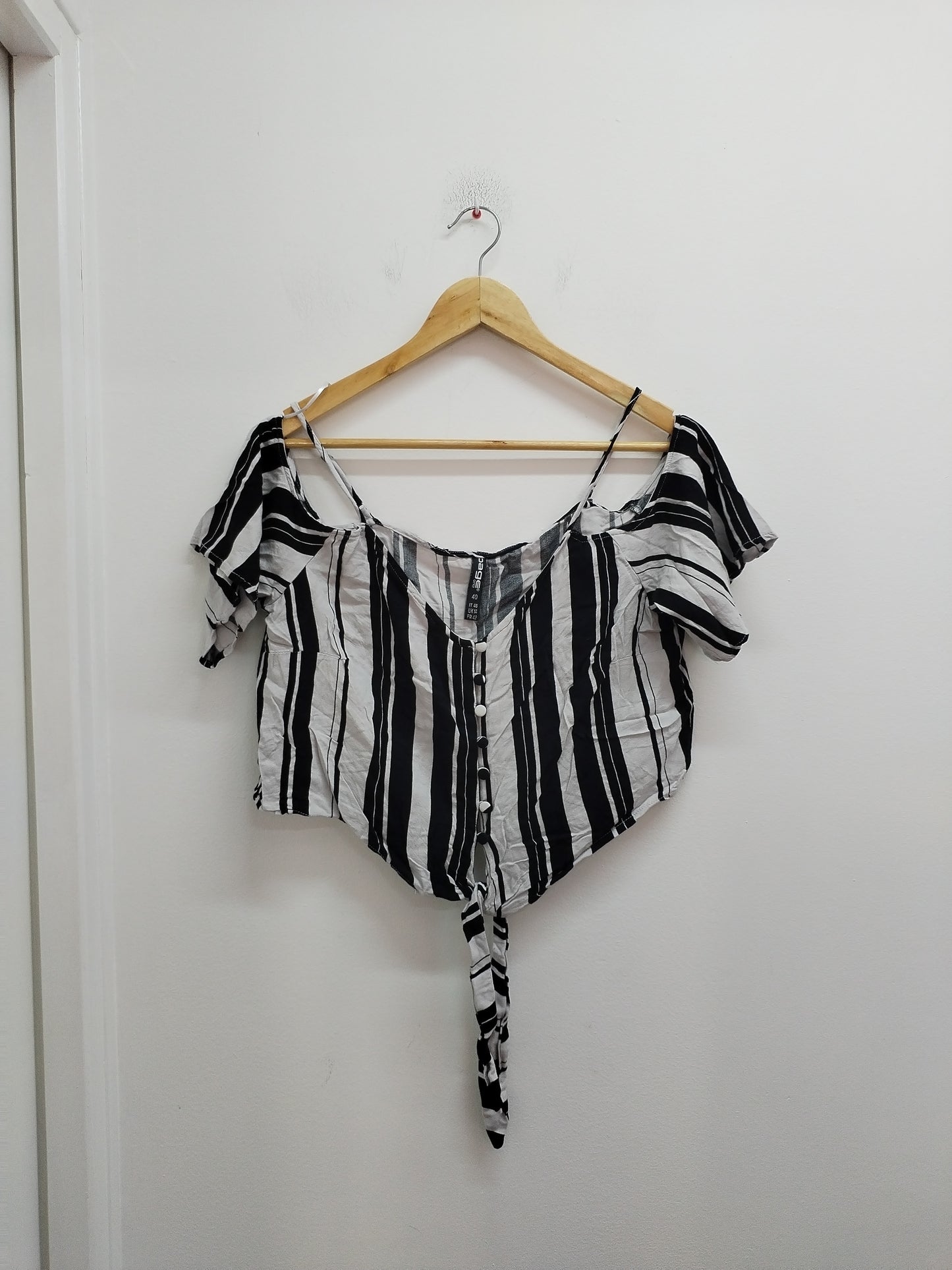 Tunique courte manches courtes Page One rayée blanche et noire Taille 40