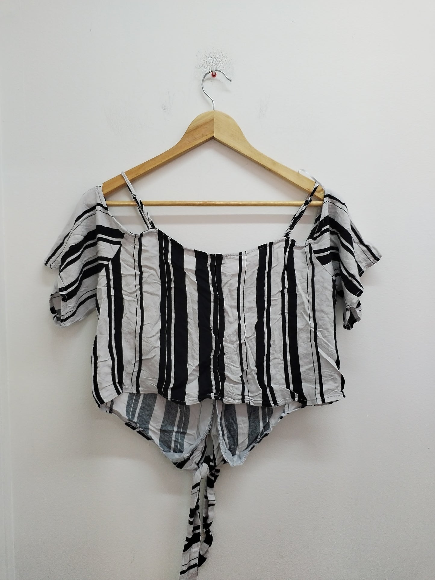 Tunique courte manches courtes Page One rayée blanche et noire Taille 40