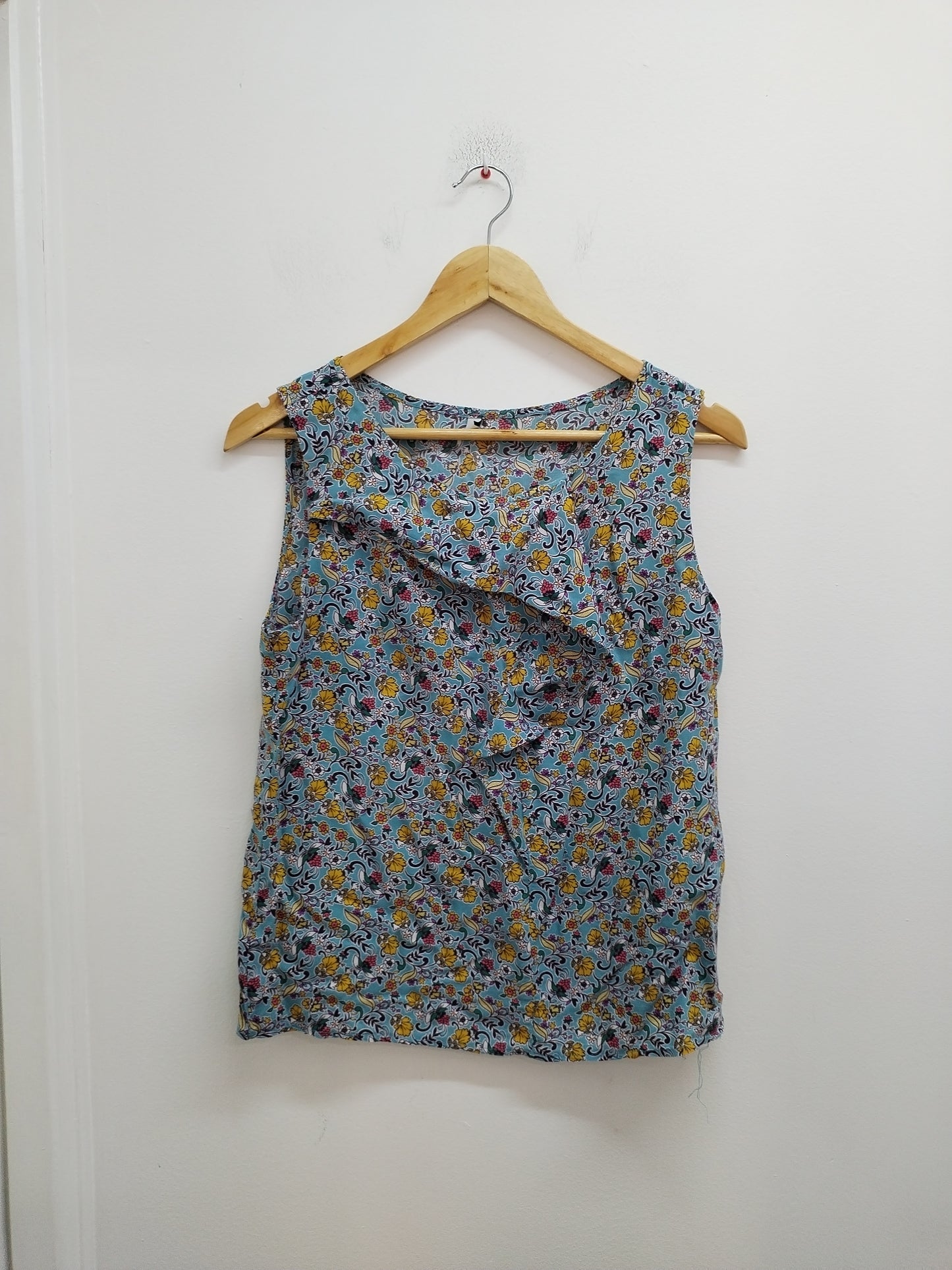 Débardeur fluide bleu fleuri Taille 38