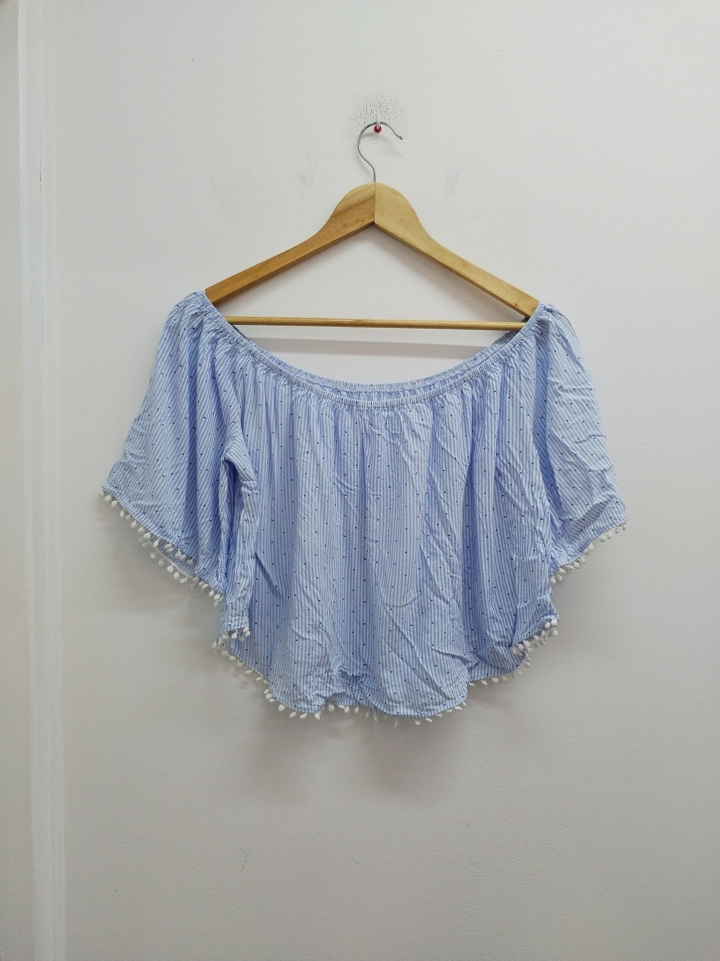 Tunique courte manches courtes rayée bleue et blanche à pois Taille S/M