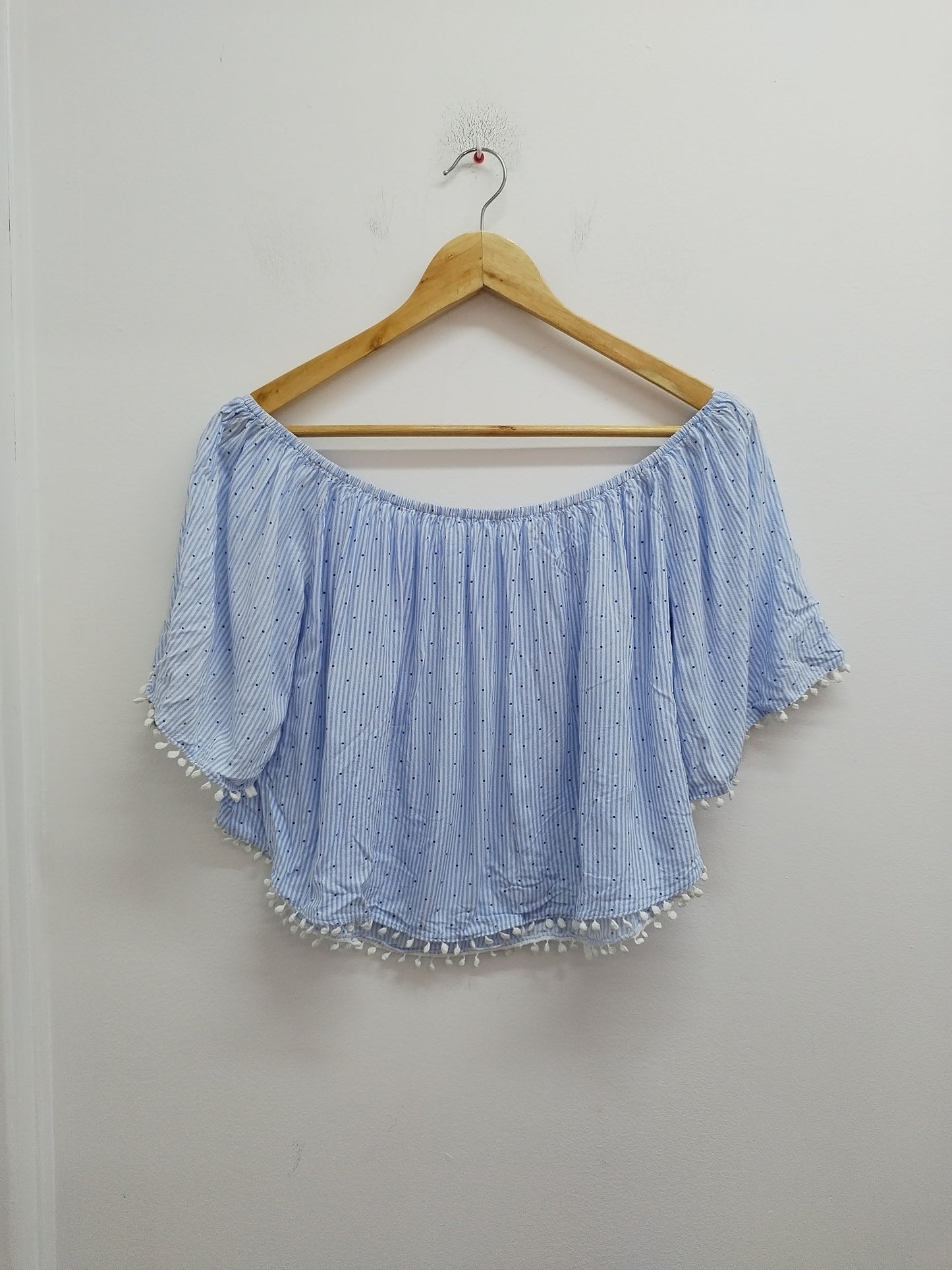 Tunique courte manches courtes rayée bleue et blanche à pois Taille S/M