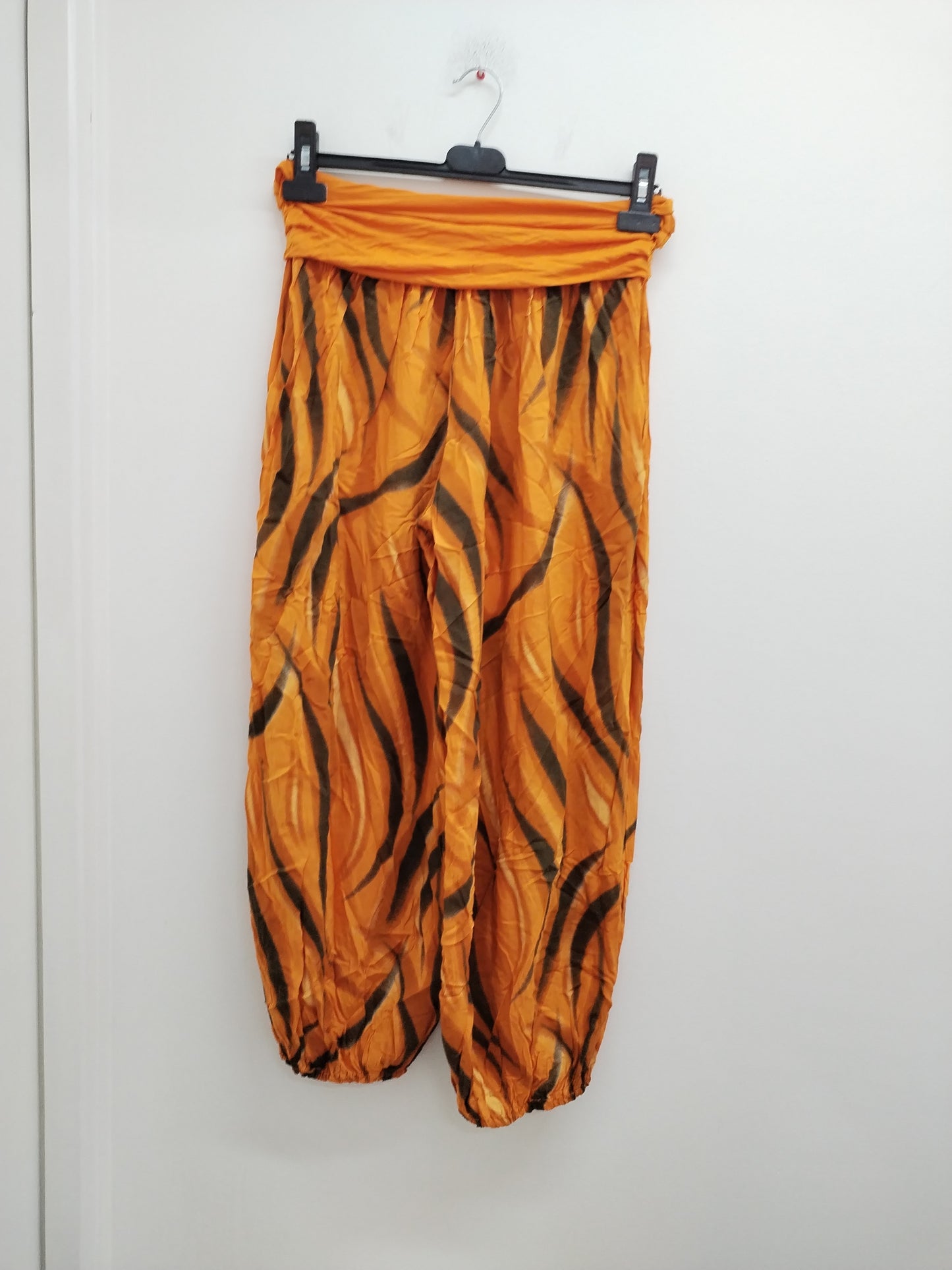Pantalon léger jambes larges orange imprimé Taille S
