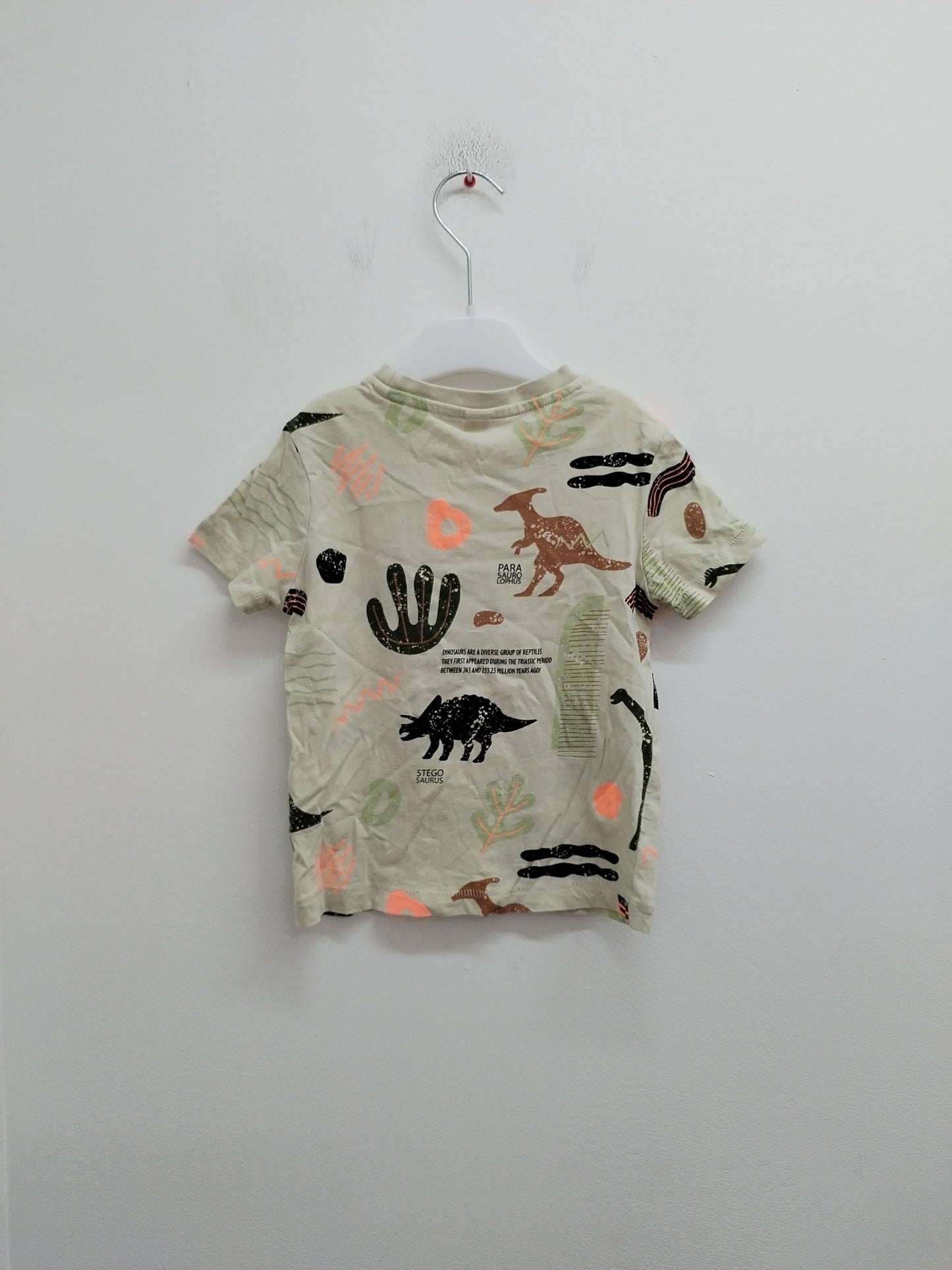 T-shirt Zeeman beige avec motifs dinosaures Taille 3/4 Ans