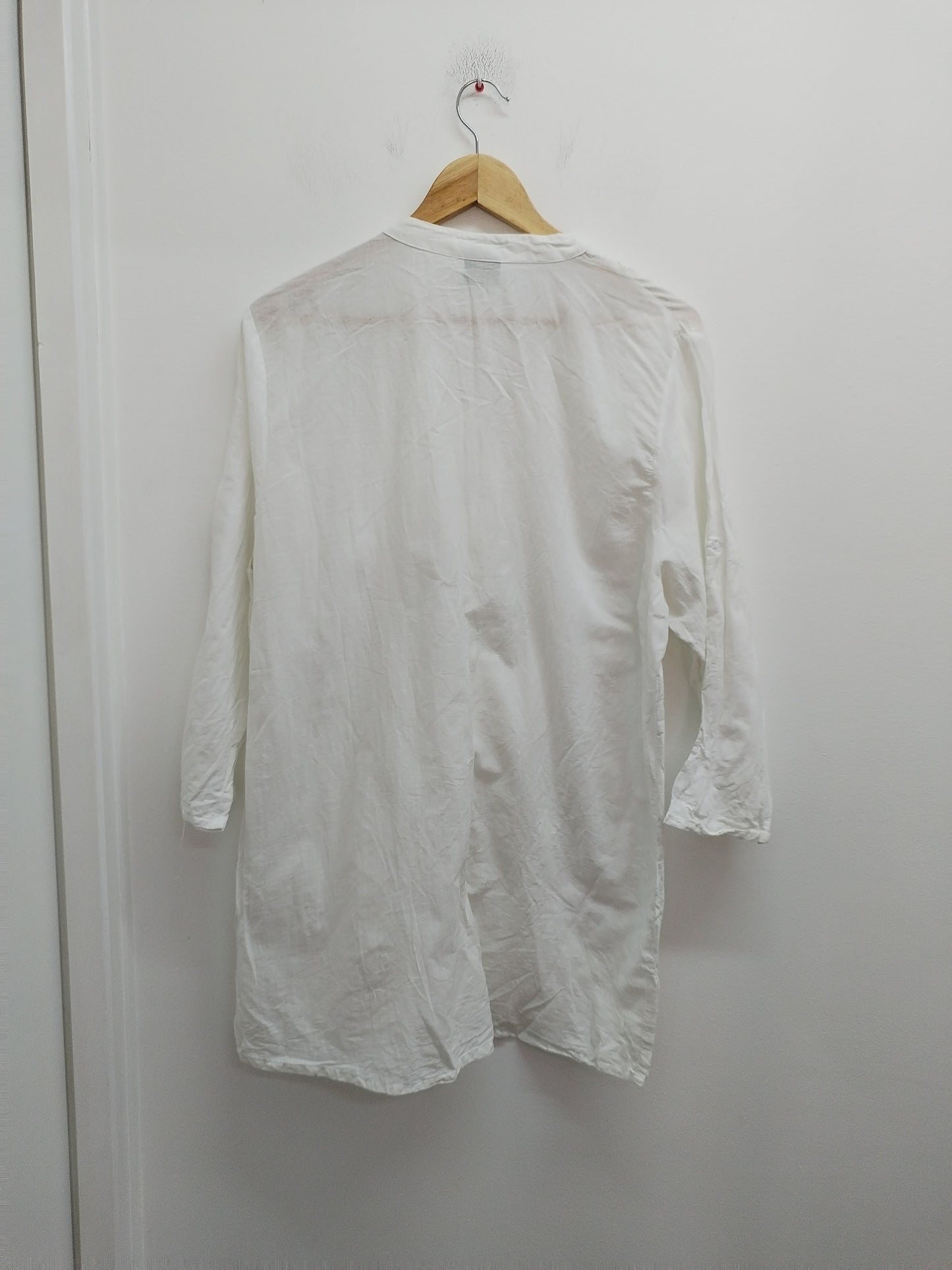 Tunique longue manches longues blanche avec broderie et dentelle Taille Unique