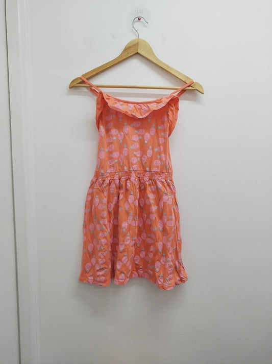 Robe à bretelles Kiabi orange à motifs Taille 10 Ans