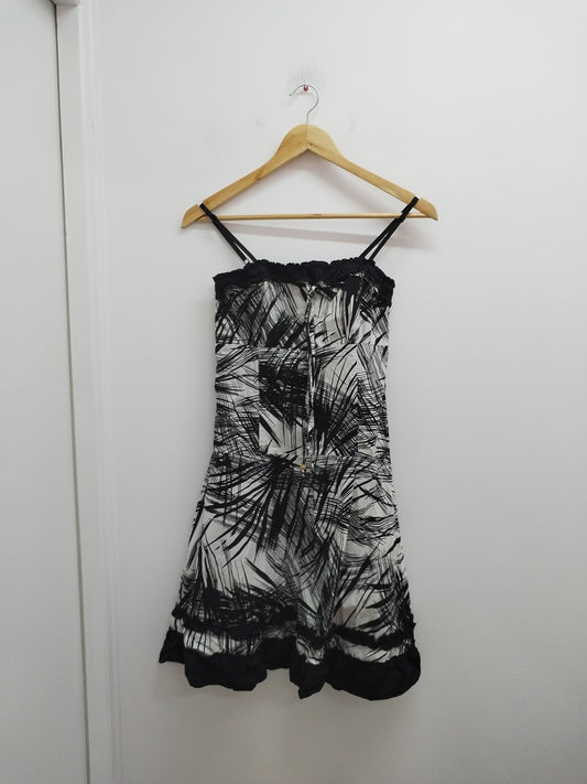 Robe à bretelles Mim noire et blanche à motifs Taille 40