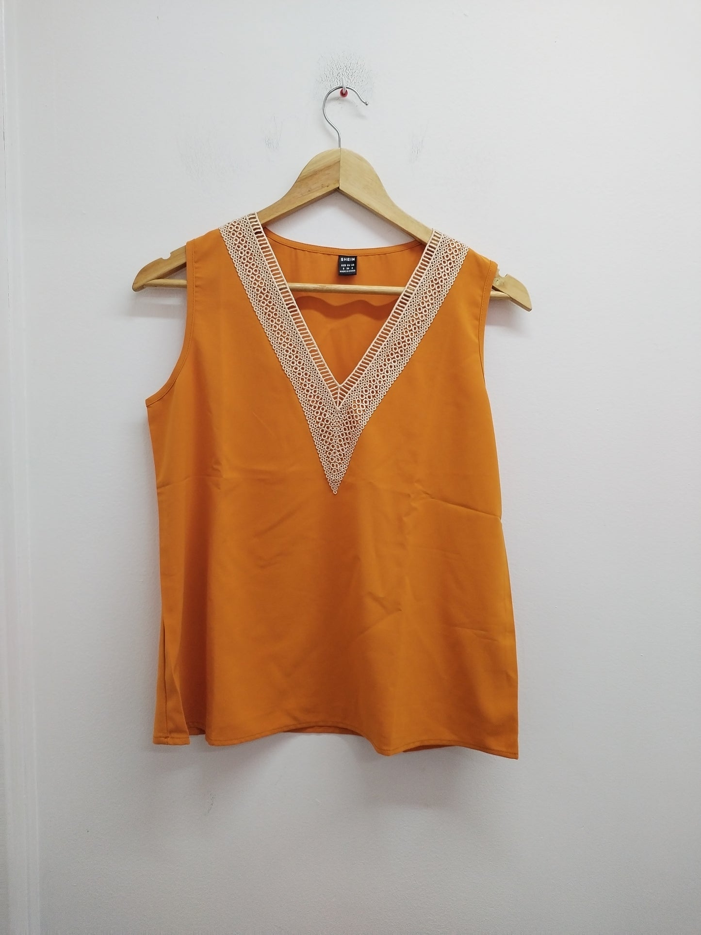 Débardeur fluide Shein orange avec dentelle Taille S
