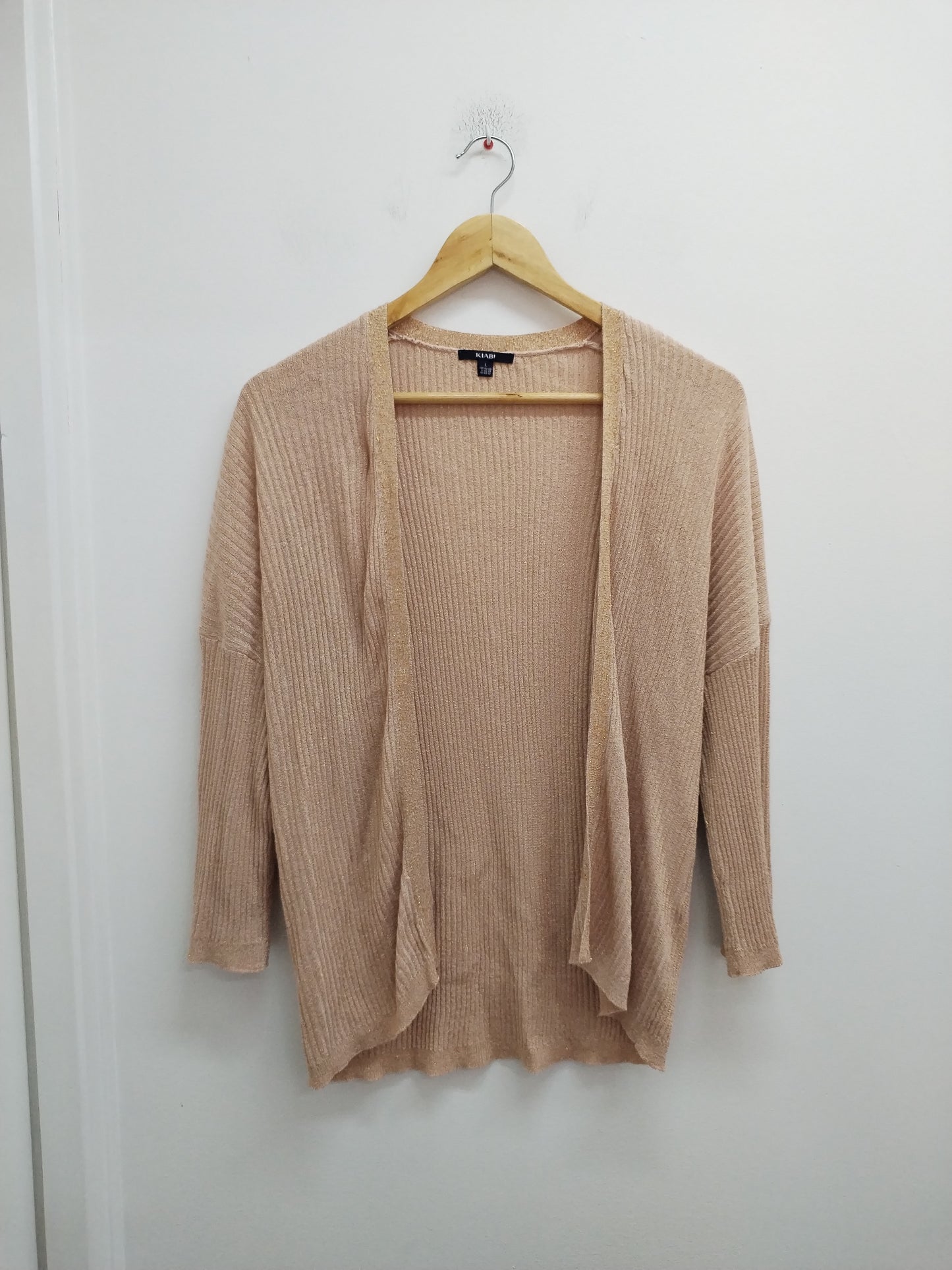 Gilet manches 3/4 Kiabi rose avec fils dorés Taille L