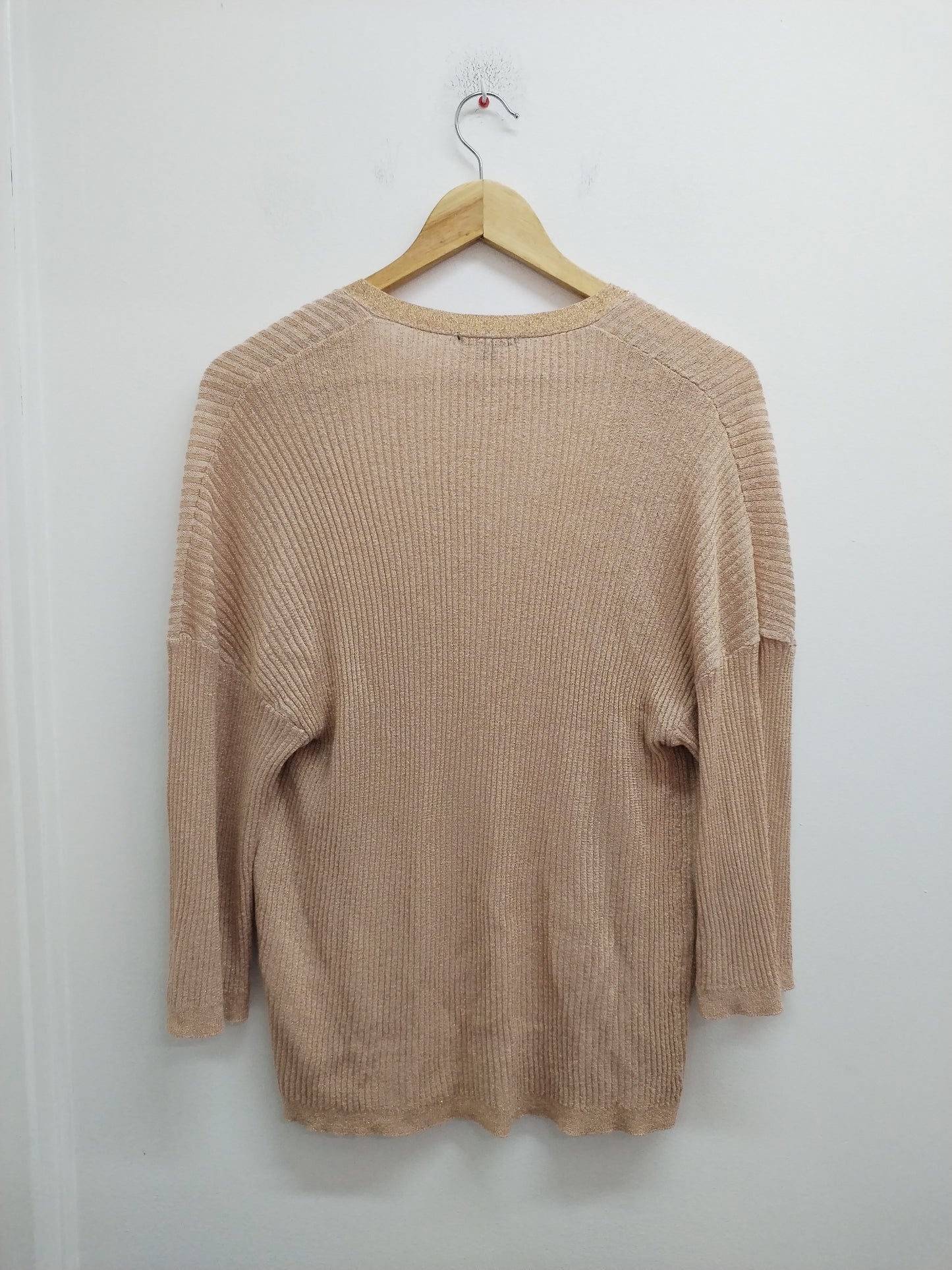 Gilet manches 3/4 Kiabi rose avec fils dorés Taille L