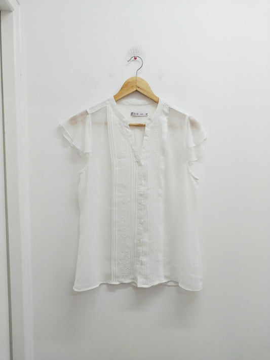 Chemise manches courtes Gémo blanche transparente Taille 38