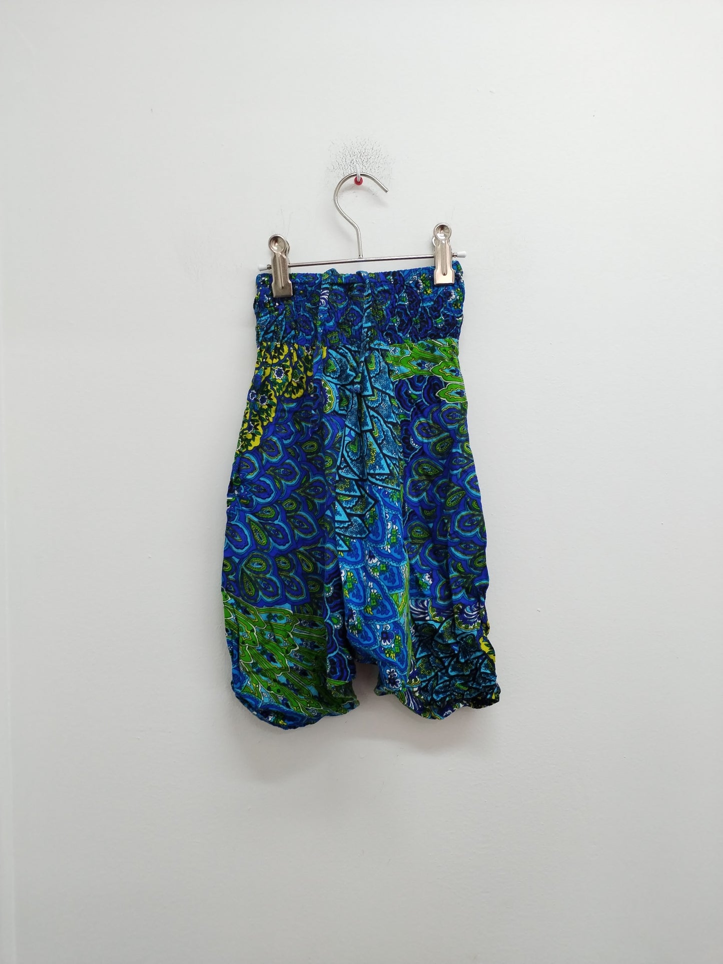 Sarouel Coton Du Monde bleu et vert à motifs Taille 3/4 Ans