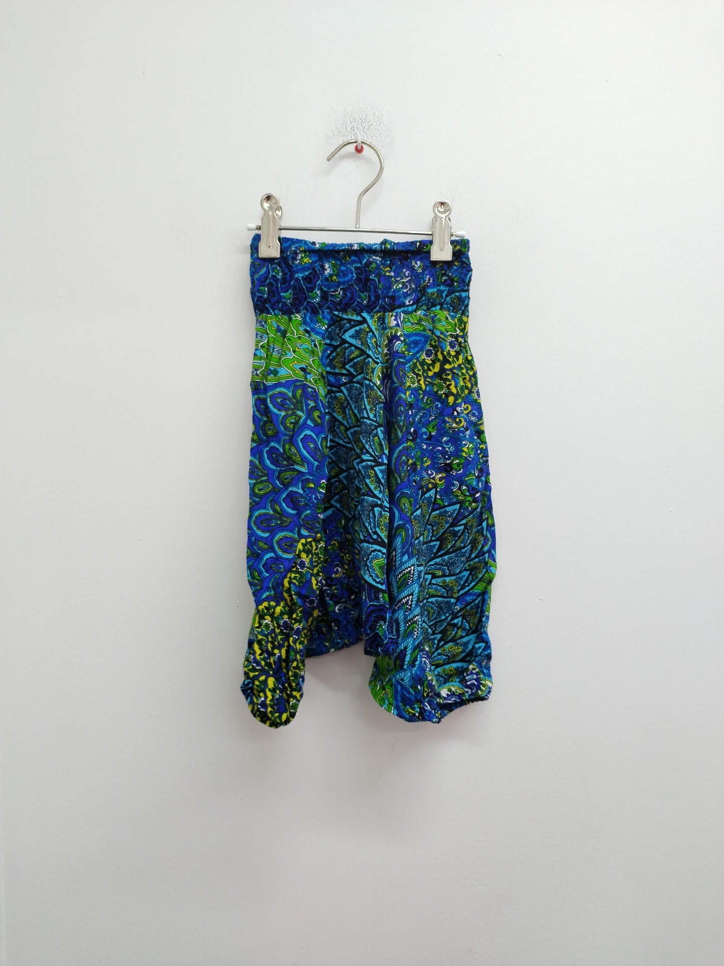 Sarouel Coton Du Monde bleu et vert à motifs Taille 3/4 Ans