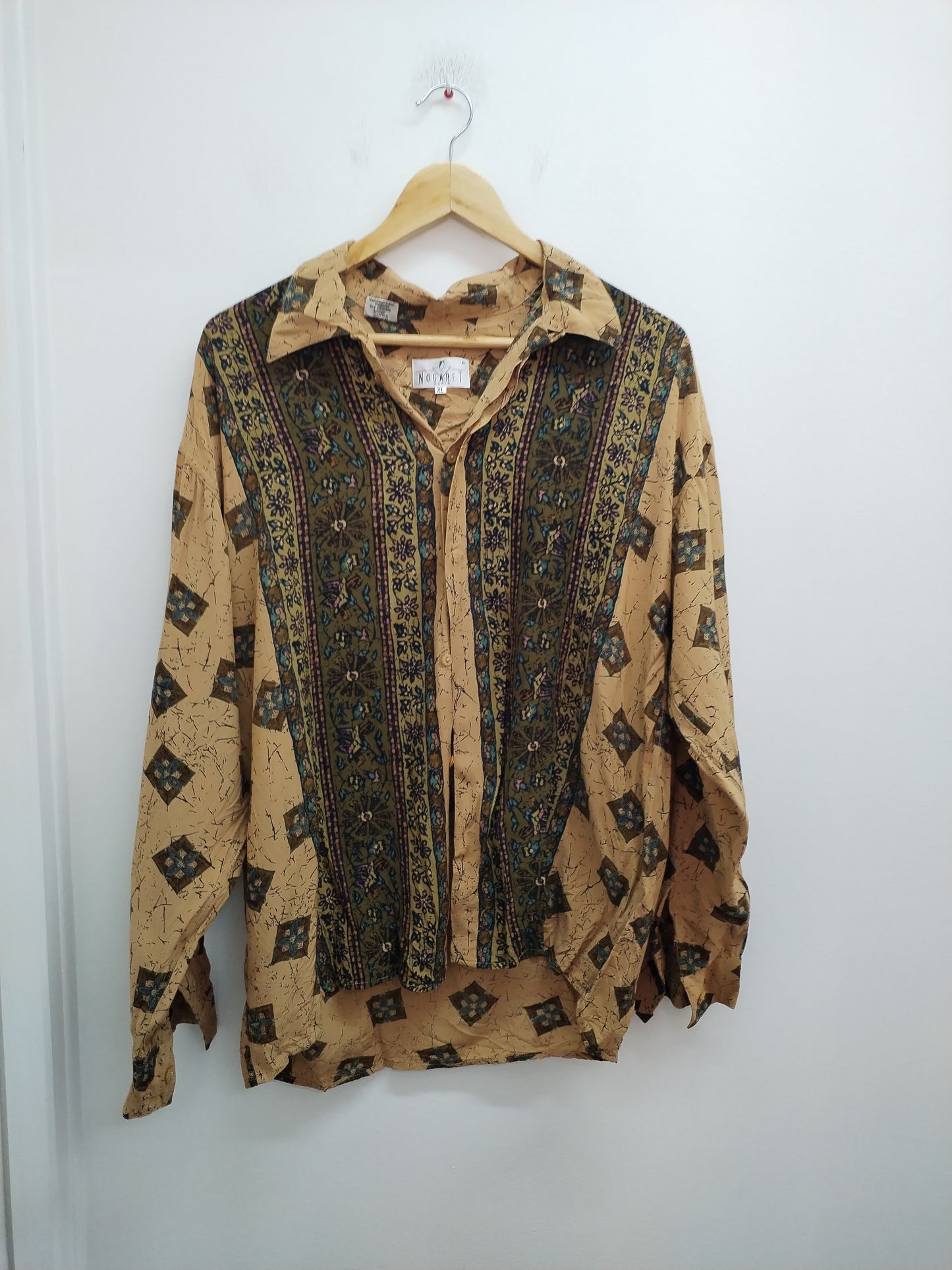 Chemise fluide Nogaret beige foncé à motifs Taille XL