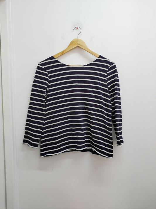 T-shirt manches 3/4 Cyrillus rayé marine et blanc Taille M