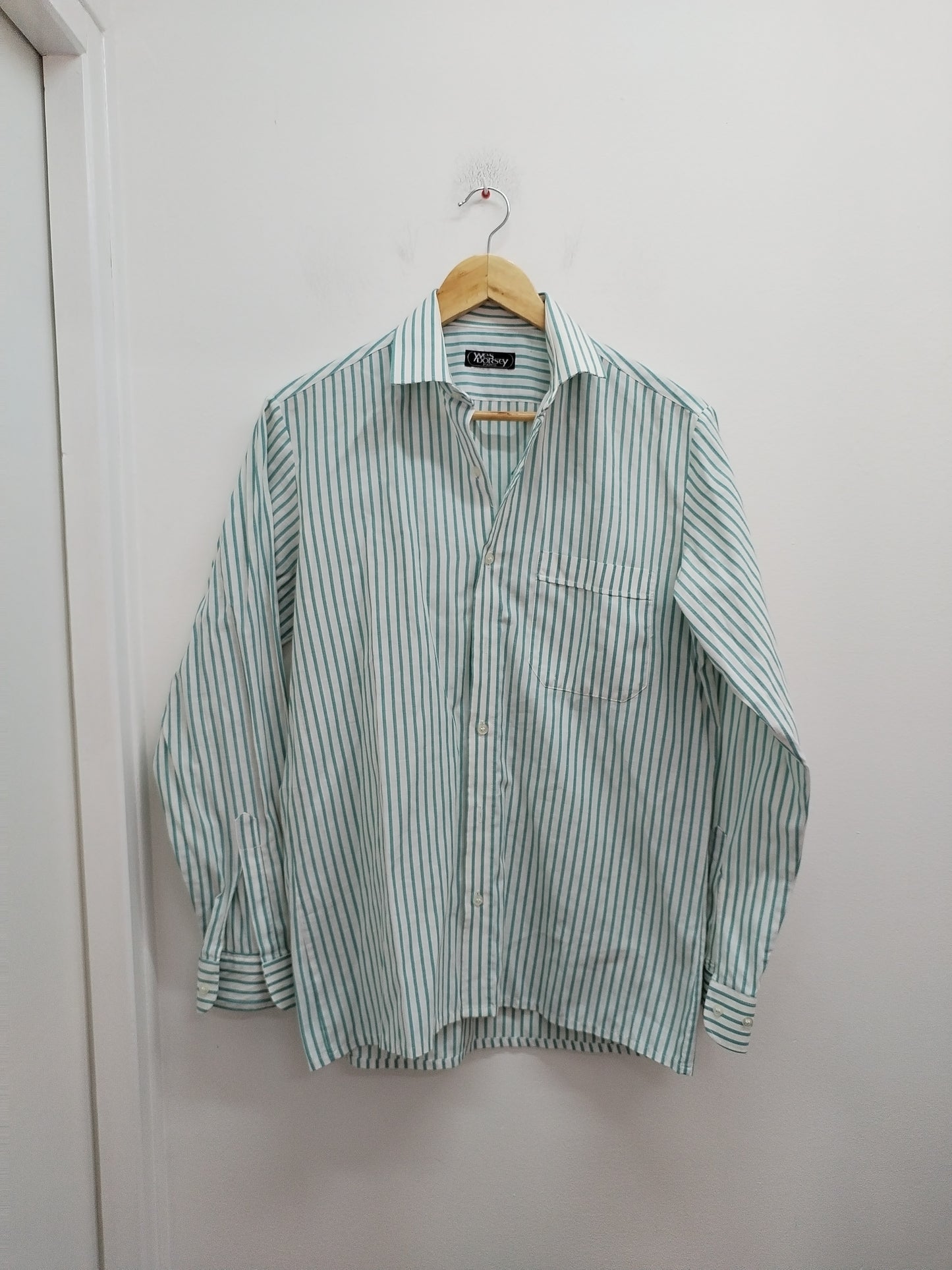 Chemise Yves Doresy blanche rayée verte Taille S