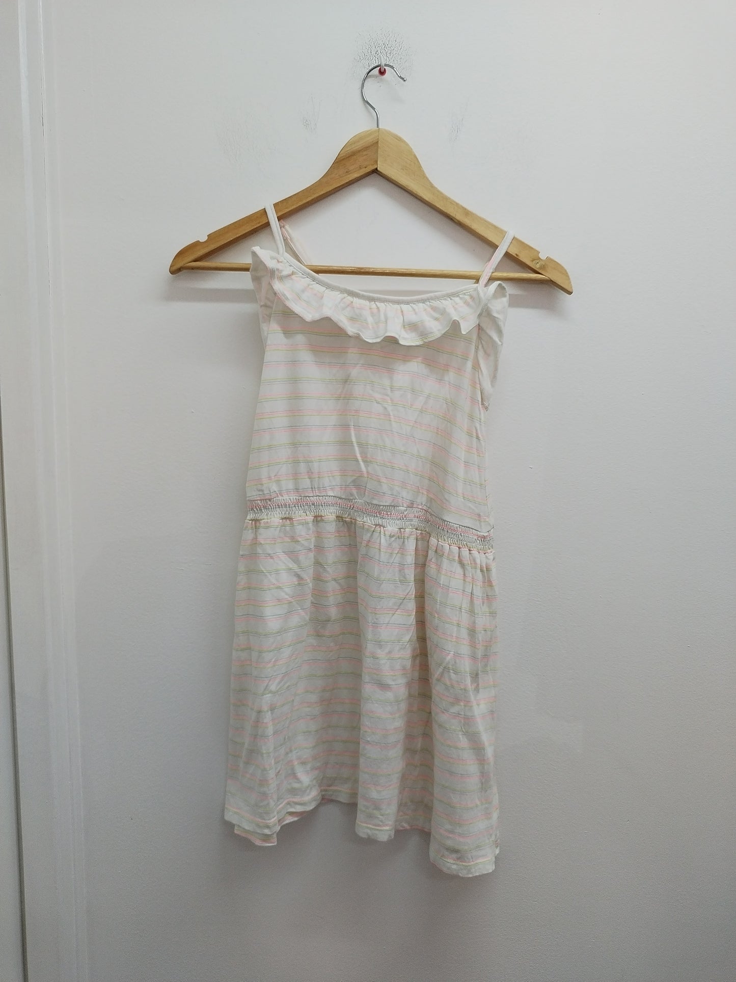 Robe à bretelles Kiabi blanche rayée Taille 10 Ans