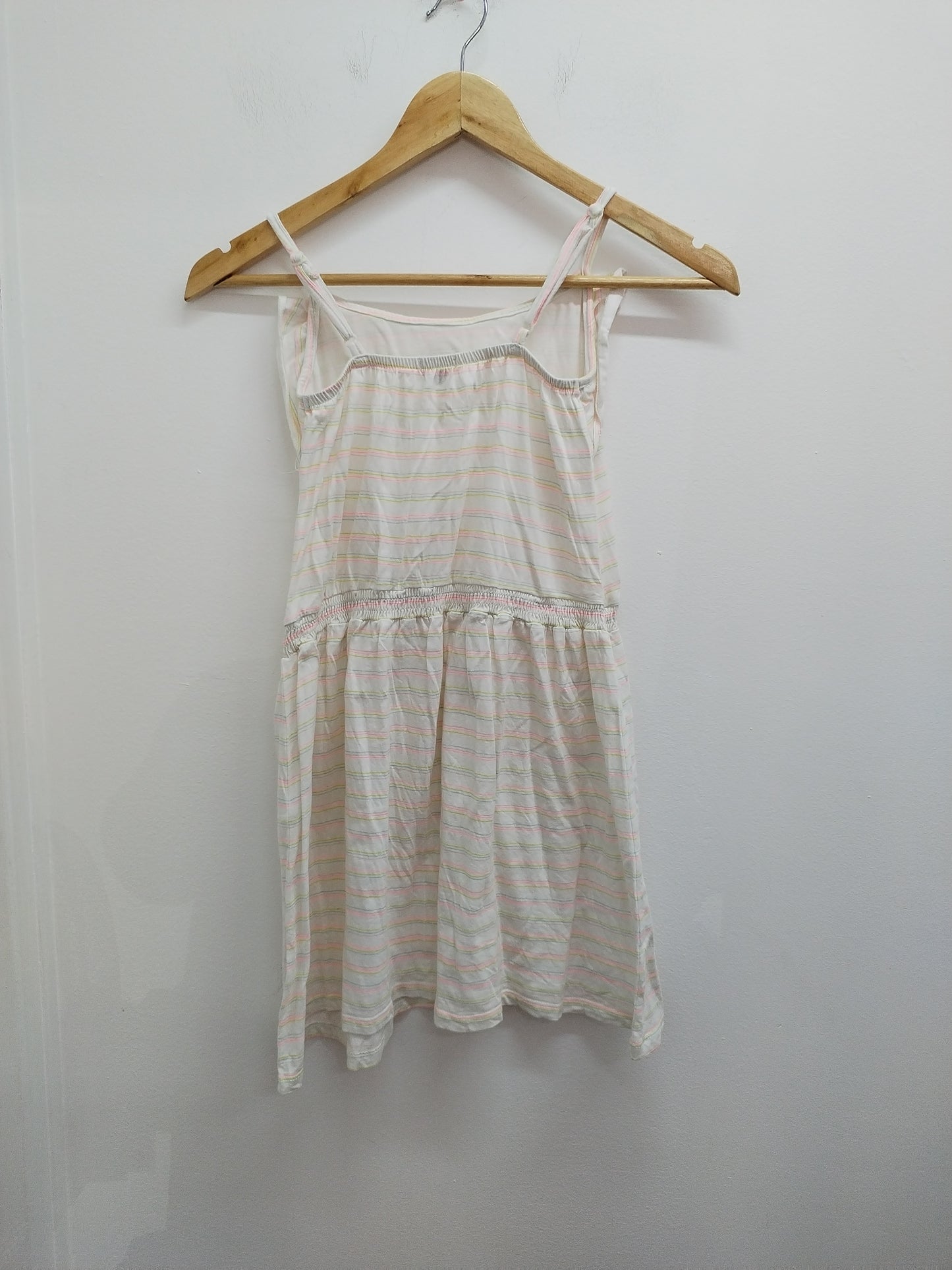 Robe à bretelles Kiabi blanche rayée Taille 10 Ans