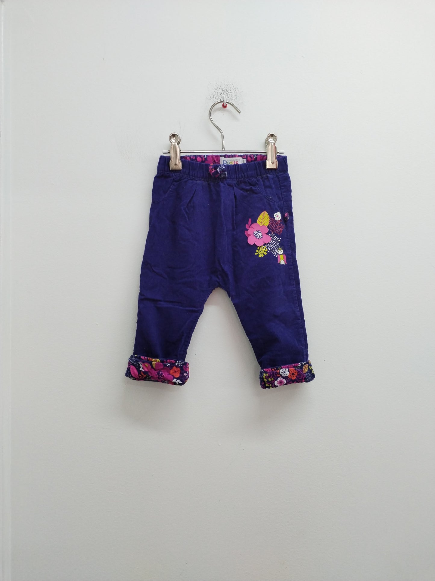 Pantalon léger velours La Compagnie des Petits violet Taille 12 Mois