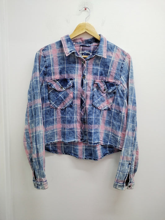 Chemise courte J.Jeans bleue et rose à carreaux Taille M