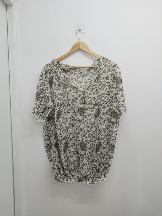 Tunique manches courtes transparente à motifs Taille 50/52