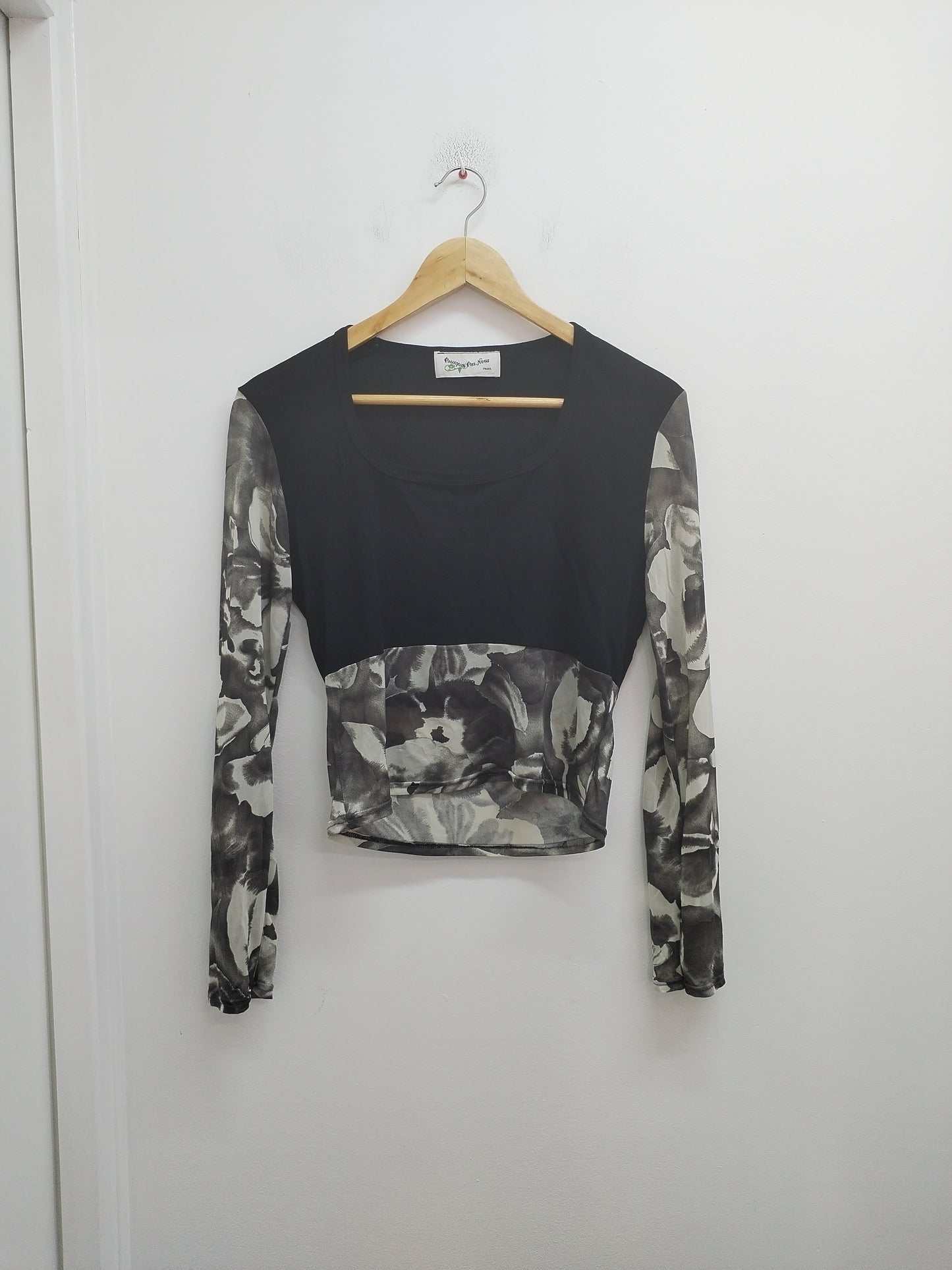 Tunique manches longues en voile Pourquoi Pas Nous noire et imprimée Taille M