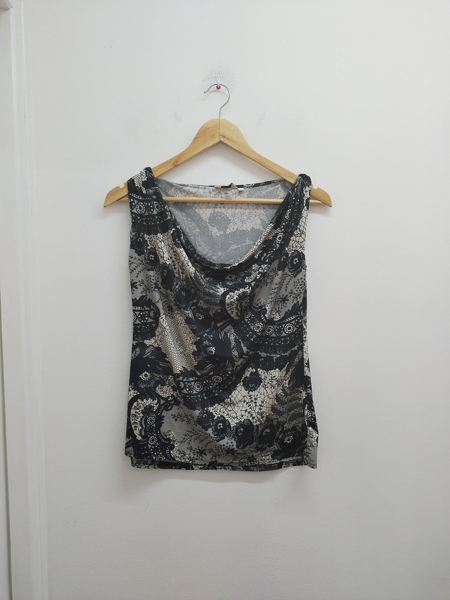 Débardeur Jaqueline Riu noir et beige à motifs Taille M