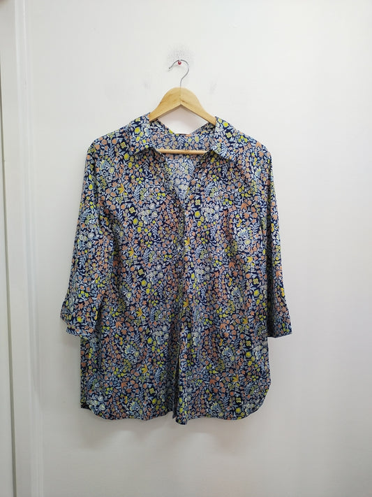 Chemise manches 3/4 Atelier marine fleurie Taille 48