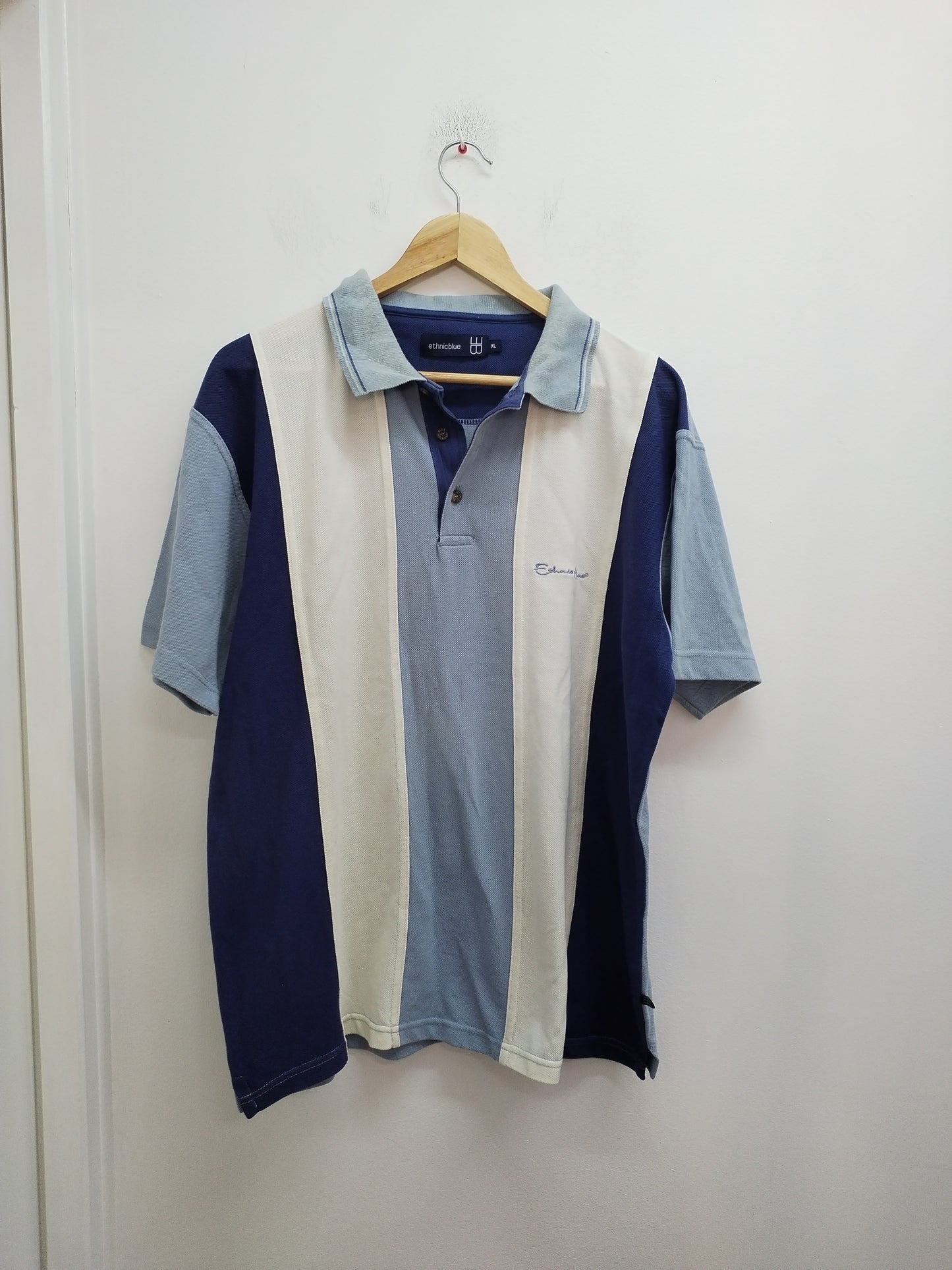 Polo Ethnic Blue bleu et blanc Taille XL