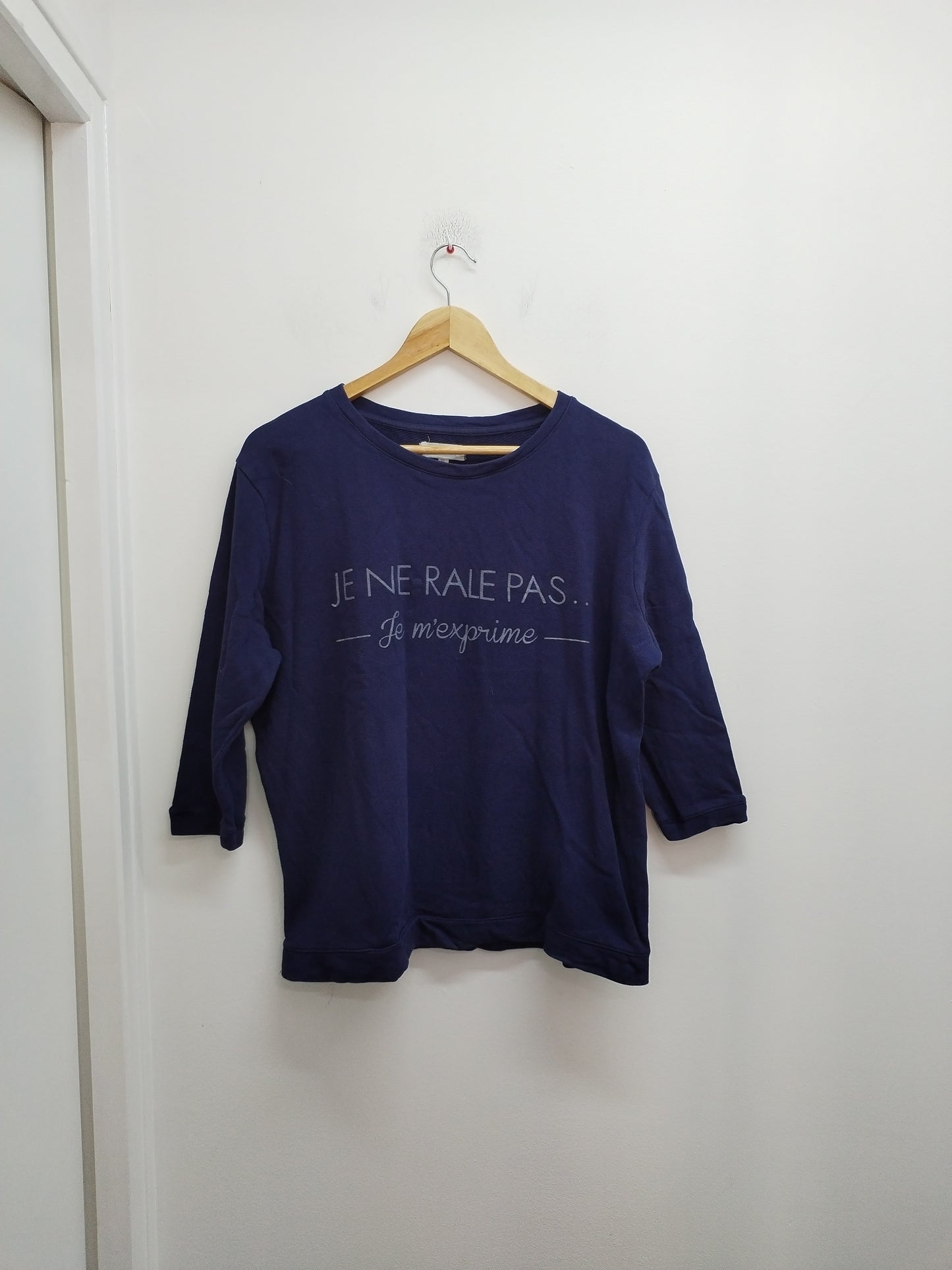 Sweat fin manches 3/4 Cache-Cache marine avec impression Taille XL