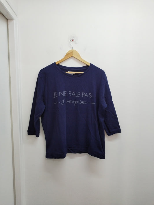 Sweat fin manches 3/4 Cache-Cache marine avec impression Taille XL