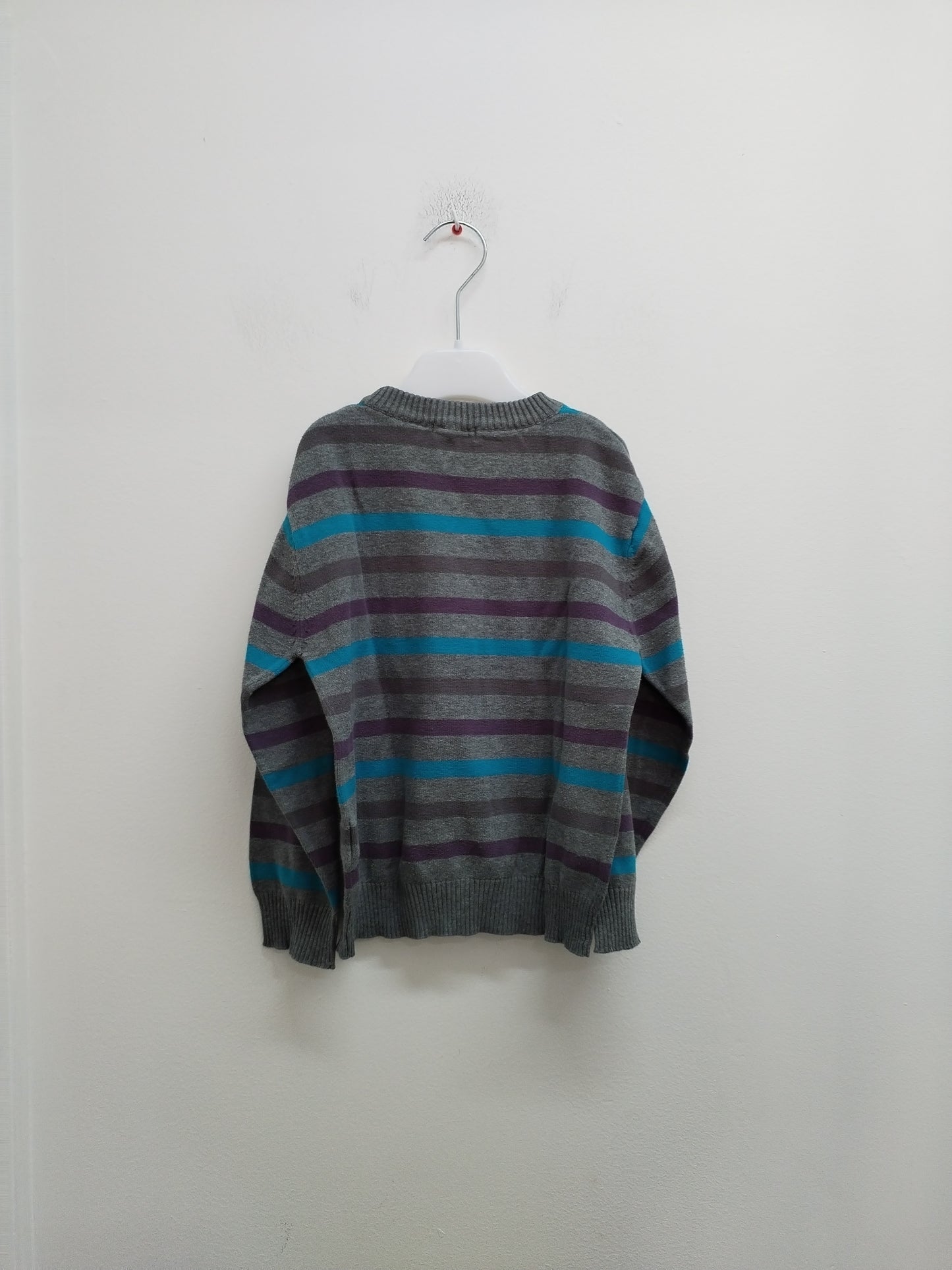 Pull fin Tape à l'Œil gris rayé Taille 8 Ans