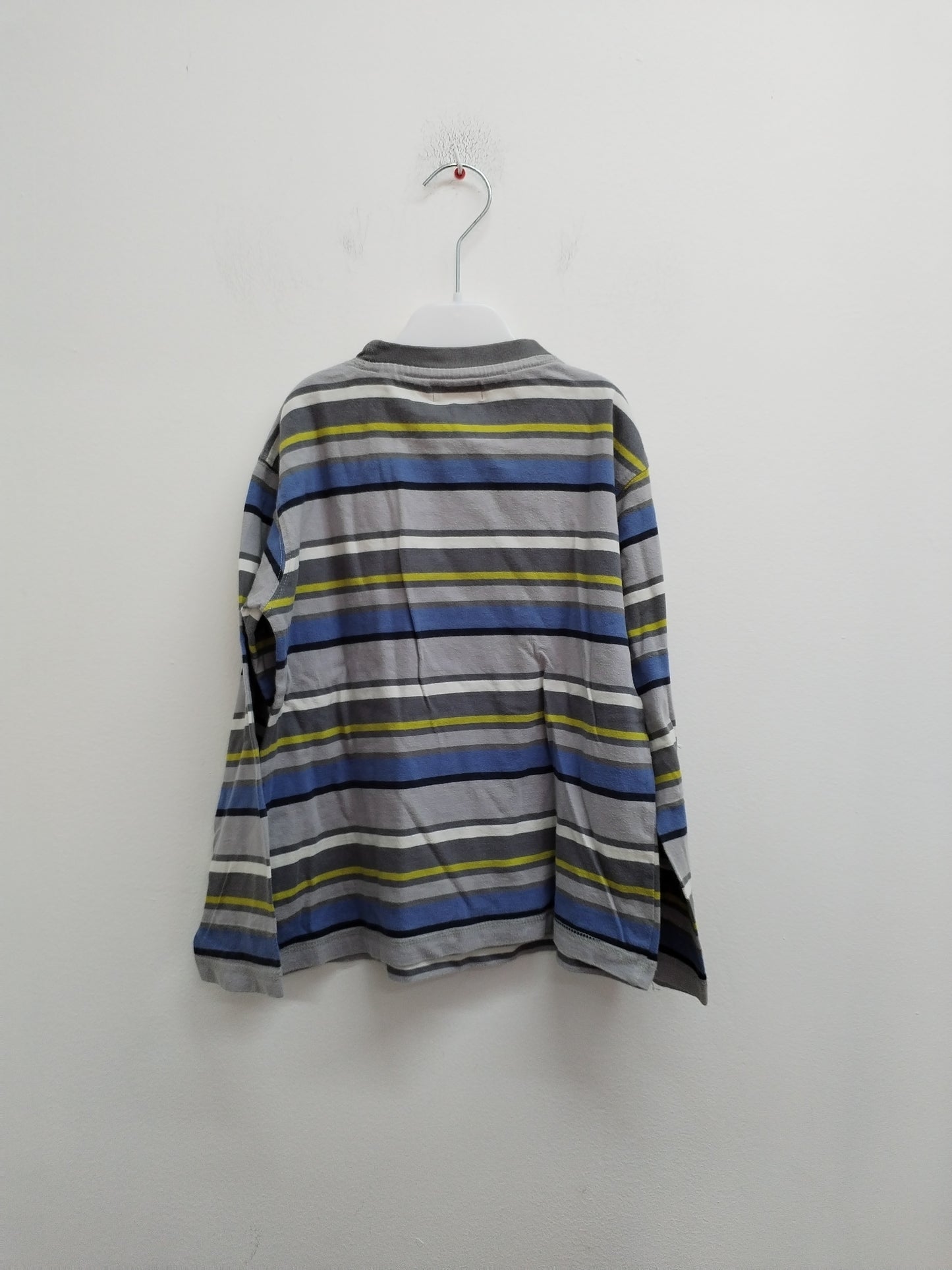 T-shirt manches longues Tissaia gris rayé avec impression Taille 6 Ans