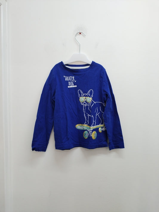 T-shirt manches longues Kiabi bleu roi avec sequins Taille 6 Ans