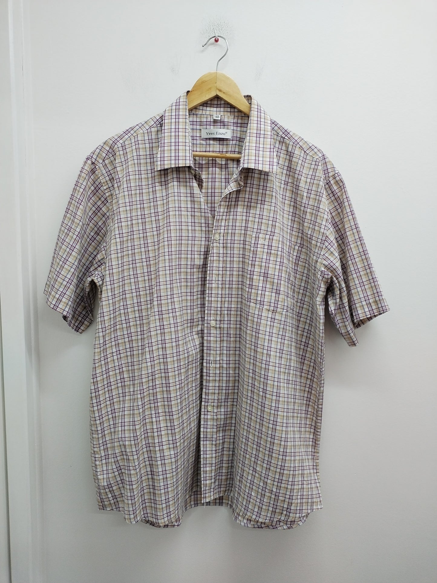 Chemise manches courtes Yves Enzo à carreaux Taille XL