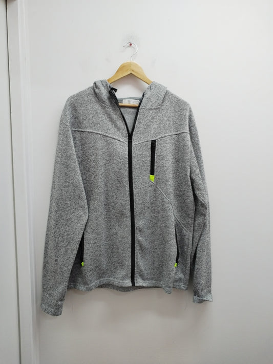 Sweat zippé à capuche Ge Shan gris chiné Taille L/XL