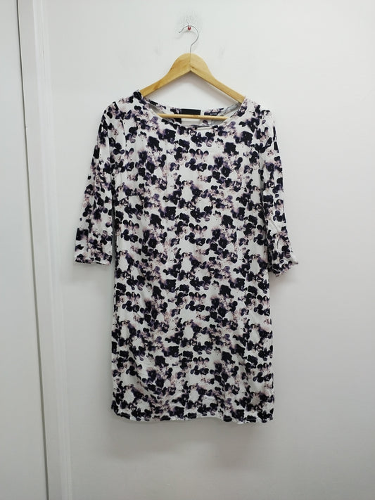 Robe manches 3/4 Kiabi blanche fleurie Taille 38