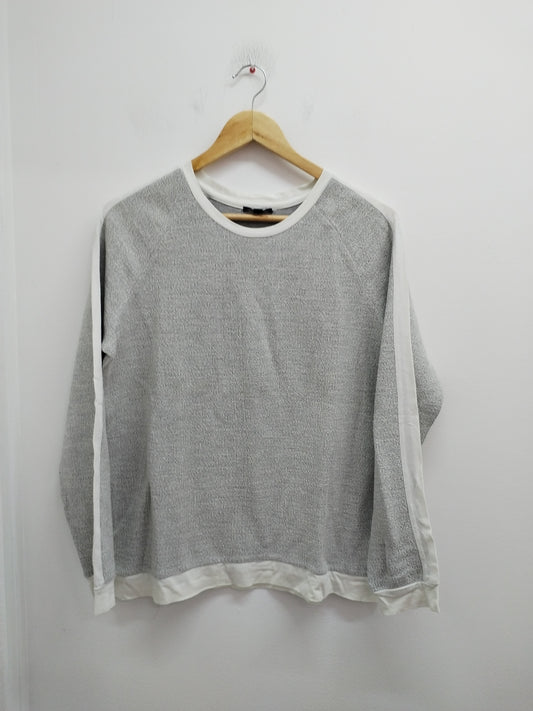 Pull fin Kiabi gris et blanc Taille L