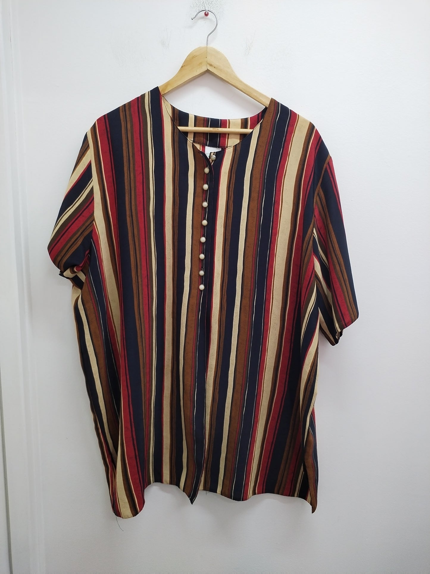 Tunique manches courtes Canda rayée marine, rouge et beige Taille 52