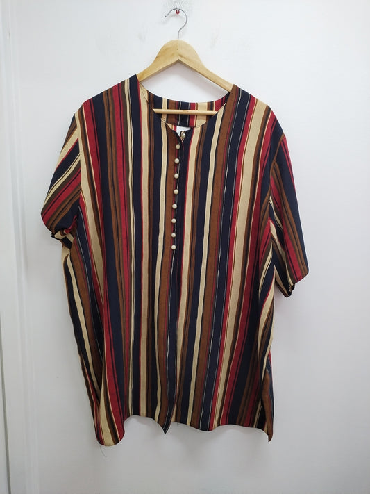 Tunique manches courtes Canda rayée marine, rouge et beige Taille 52