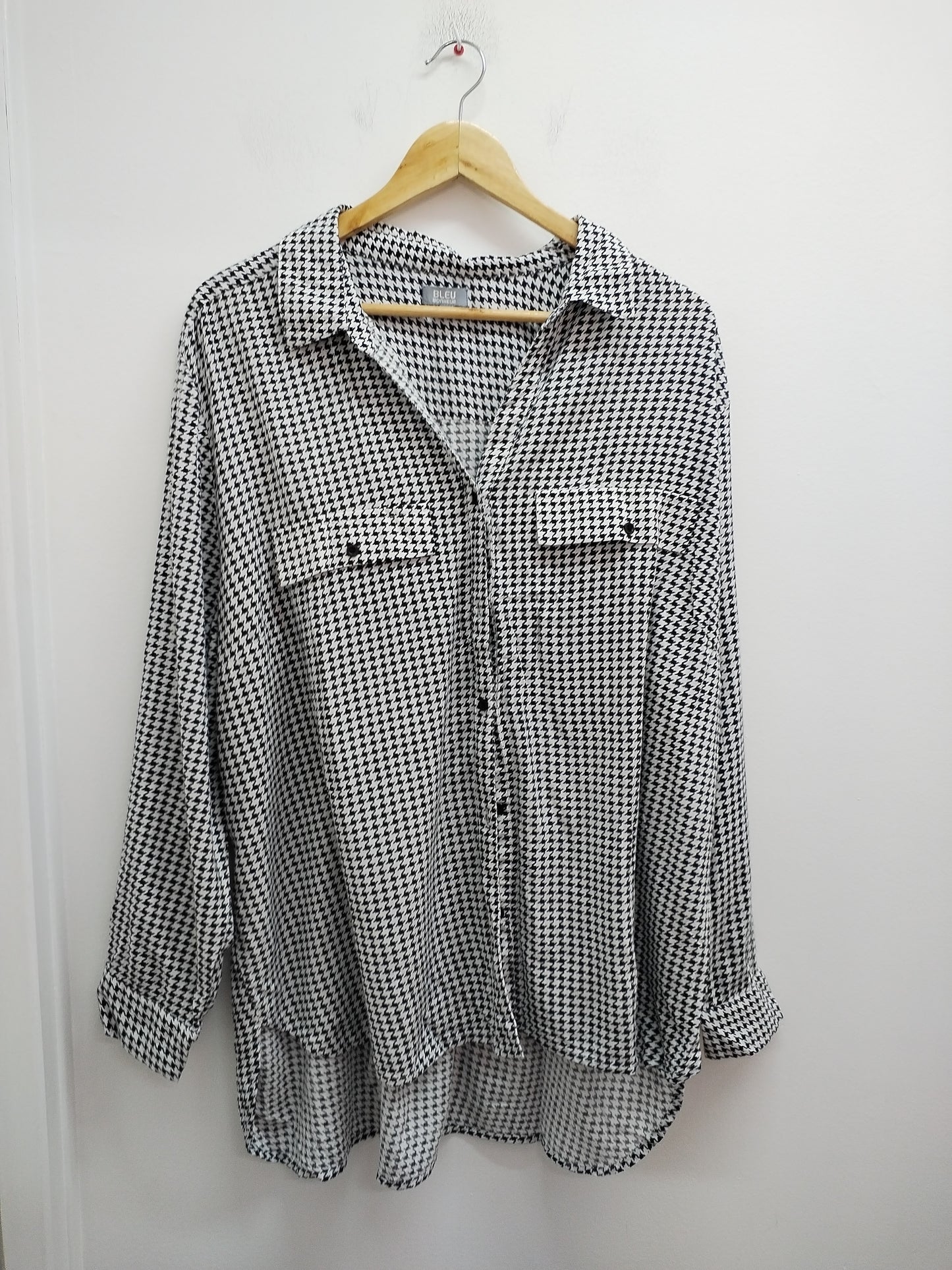 Chemise Bleu Bonheur motifs "pied de poule" Taille 54