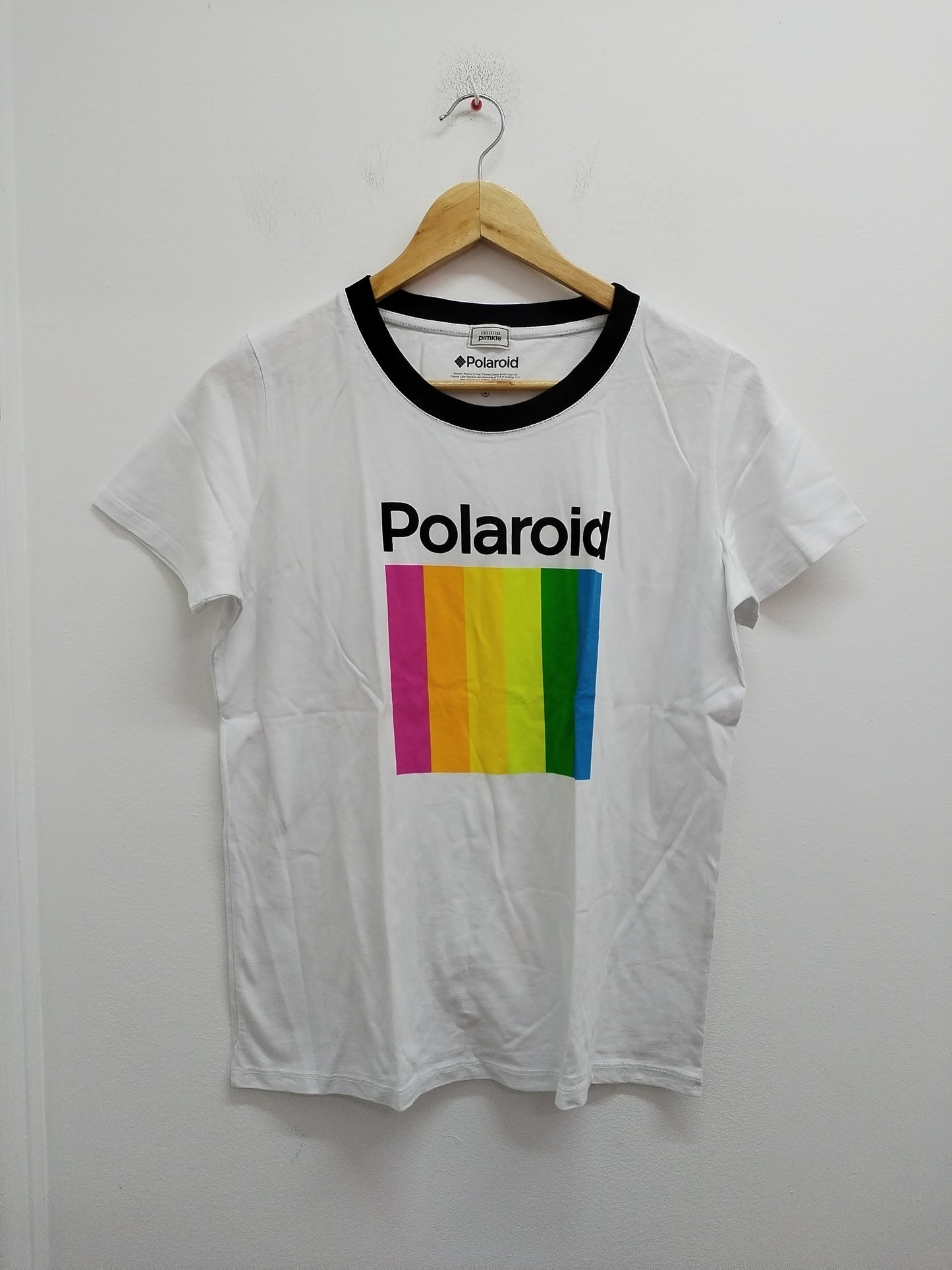 T-shirt Pimkie blanc et noir avec impression "Polaroid" Taille M
