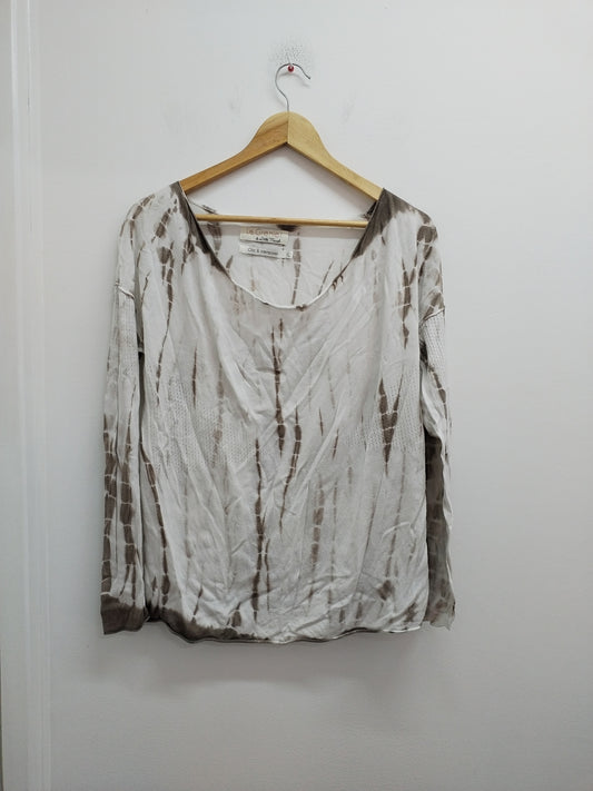 Pull fin Le Grenier de Little Marcel blanc et marron effet délavé Taille XL