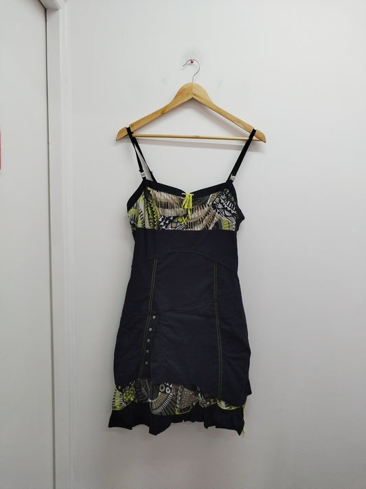 Robe à bretelles Cache-Cache noire et imprimé Taille 42