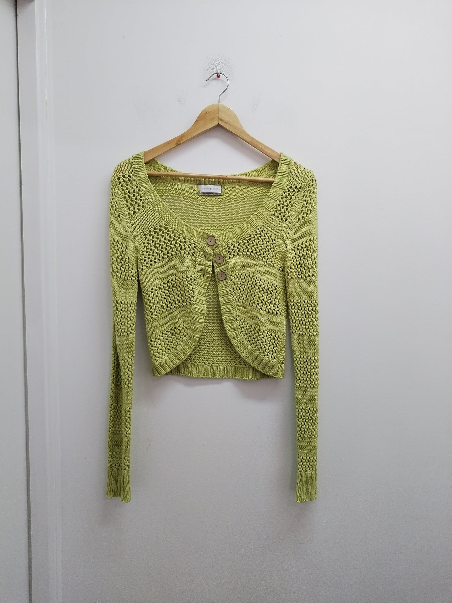 Gilet mailles ajourées Cache-Cache vert anis Taille L