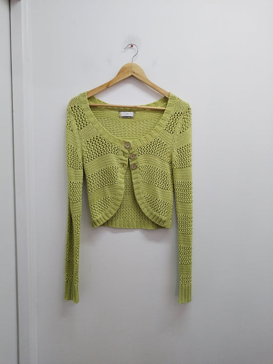 Gilet mailles ajourées Cache-Cache vert anis Taille L