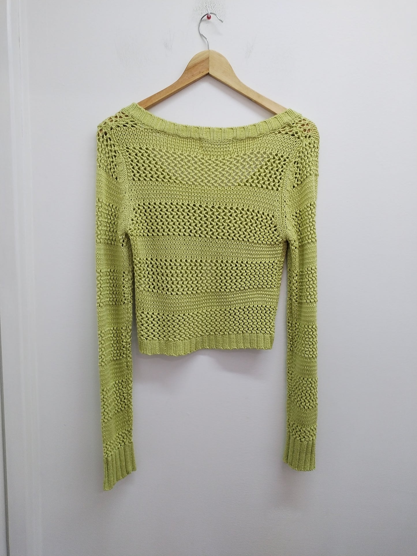 Gilet mailles ajourées Cache-Cache vert anis Taille L